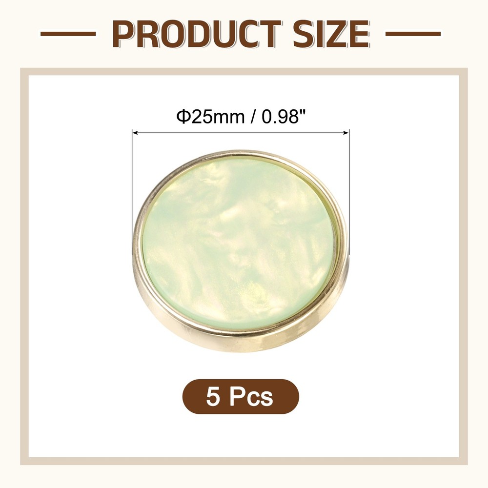 5Pcs Round Button, 25mm/1" Resin Decorative Pattern Button, Light Green