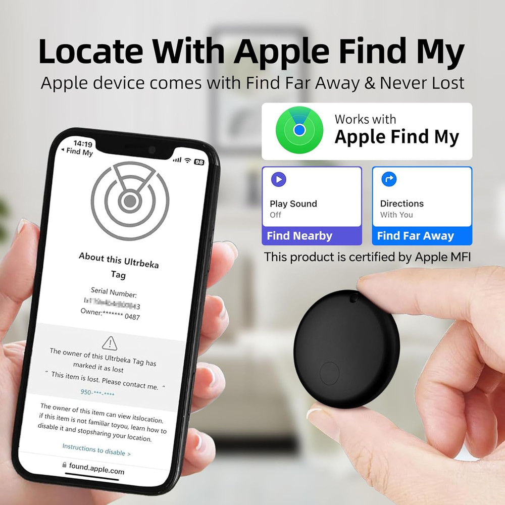 GPS Tracker for Vehicles Work with Find My(Ios Only), Safe Sync GPS Tracker Mini