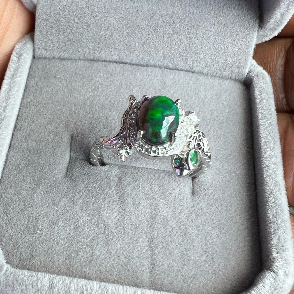 S925 opal ring ( adjustable)