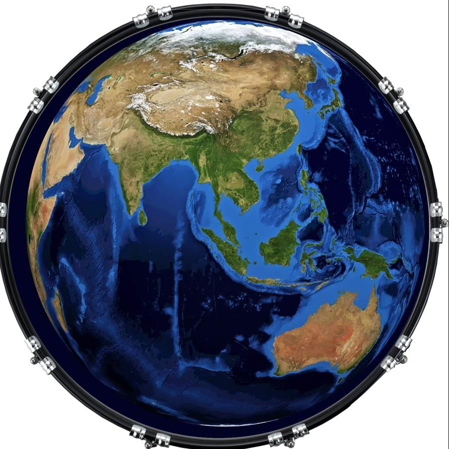 20" Custom Bass Kick Drum Front Head Graphical Earth 9