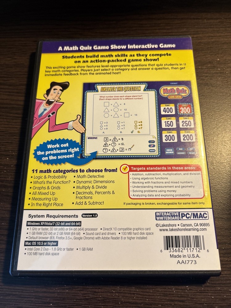 Math Quiz: Game Show (2005) CD-ROM - Interactive Whiteboard Software - Lakeshore