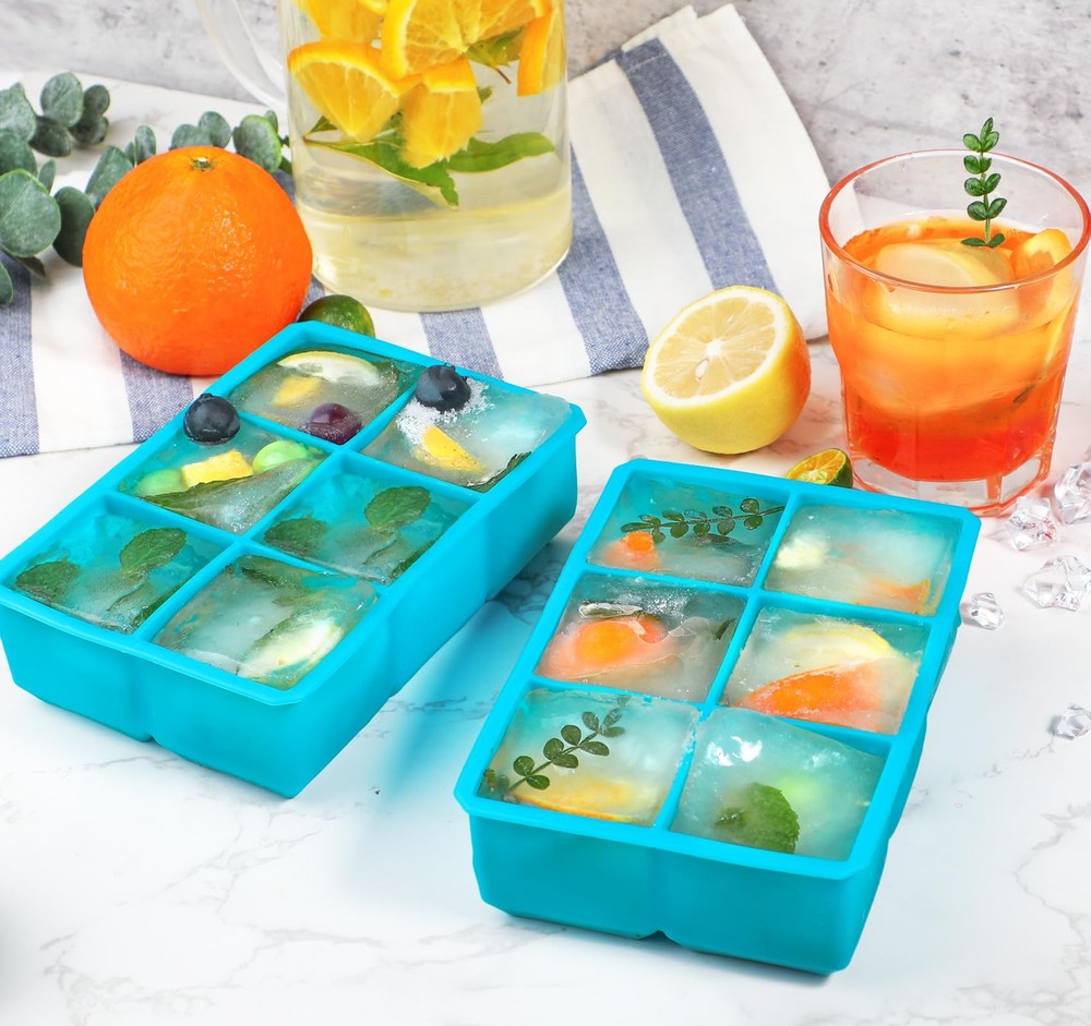 Webake 2 Inch Large Ice Cube Tray, Flexible Mold Square, Blue