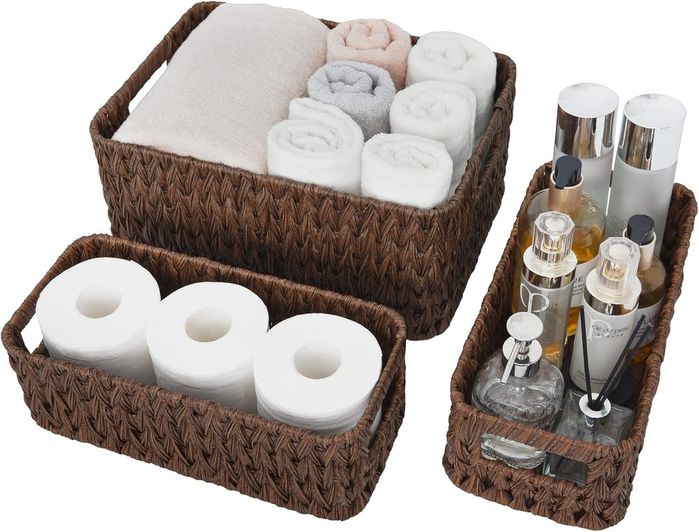 Bundle of 3-Pack Wicker Baskets & 3-Pack Wicker Storage Baskets