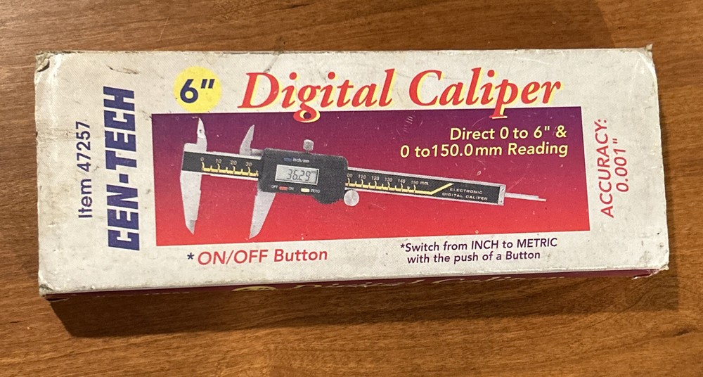 CEN-TECH 6" Electronic Digital Caliper Item 47257 with case, box, & instructions
