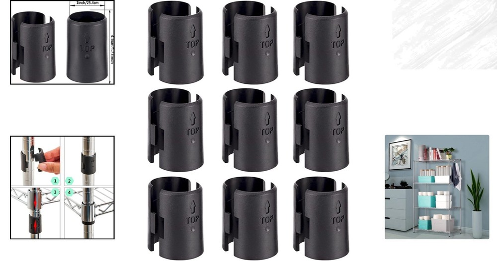 18-Pack Replacement Shelf Clips for 1" Posts - Easy to Install & Durable