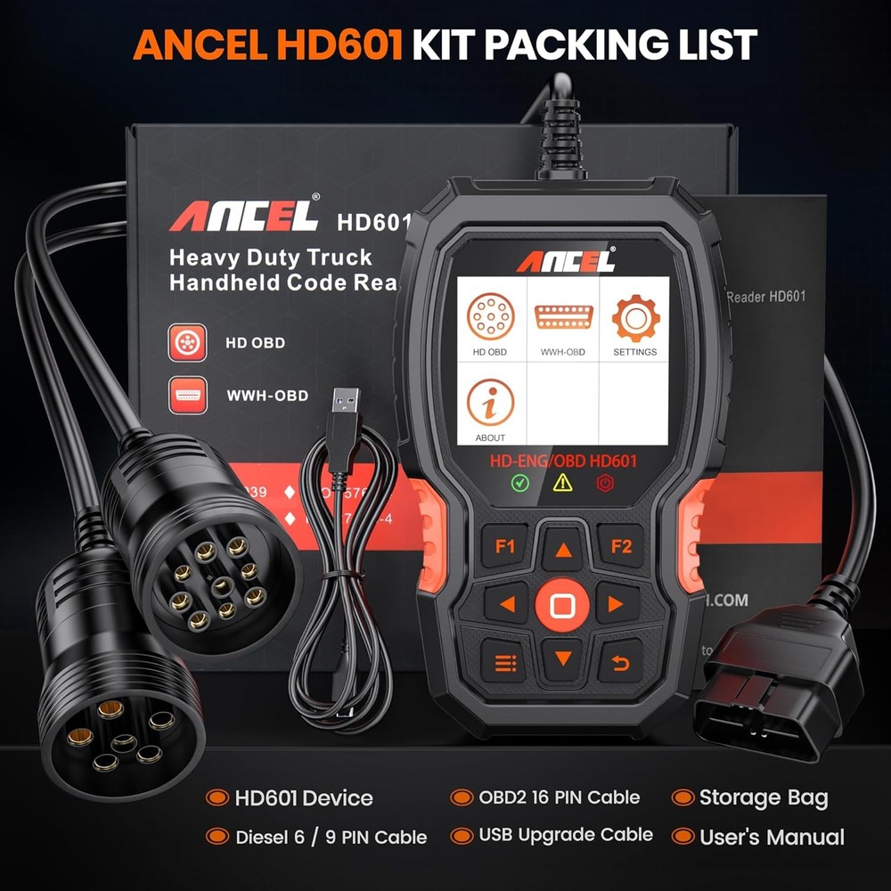 Heavy Duty Truck Scanner HD601 Diesel Diagnostic OBD2 Scan Tool & Code Reader