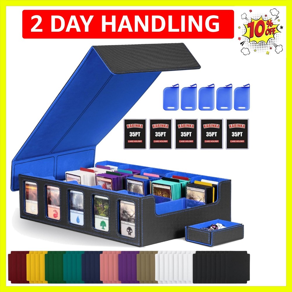 Trading Card Storage Box with Commander Display , 5-Row Deck Case with Remova...