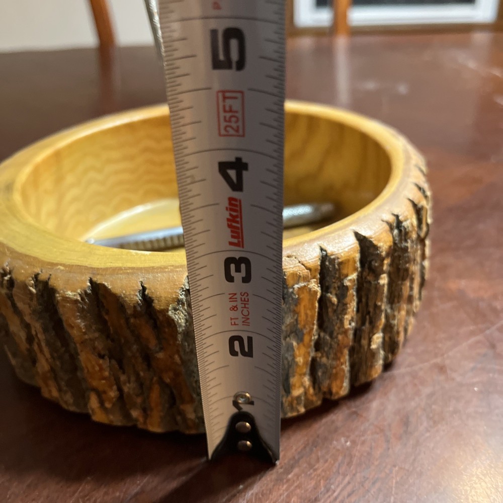 Vintage Solid Tree Bark Nut Bowl with 1 HMQ Nutcracker & 4 picks Cloth Bottom