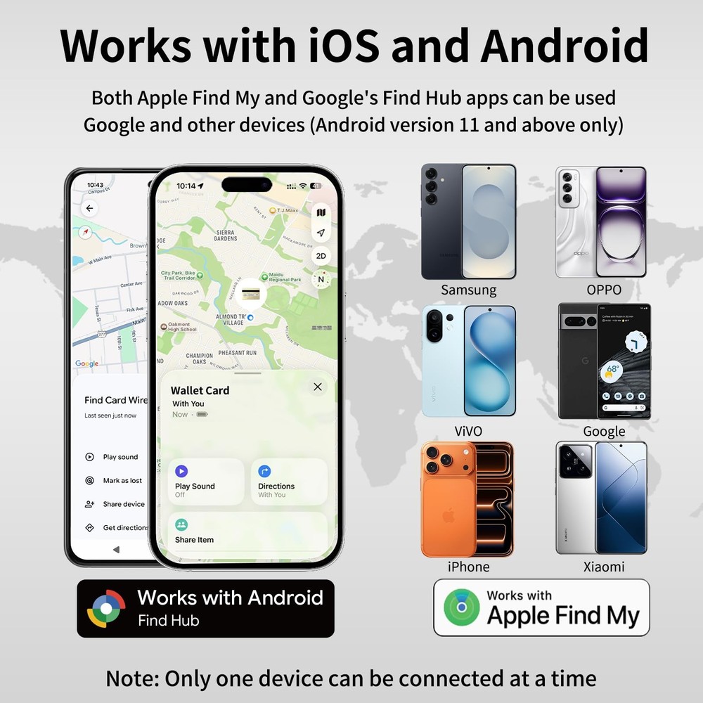 Wallet Tracker Card, Smart Card Wallet Tracker (iOS and Android) Rechargeable