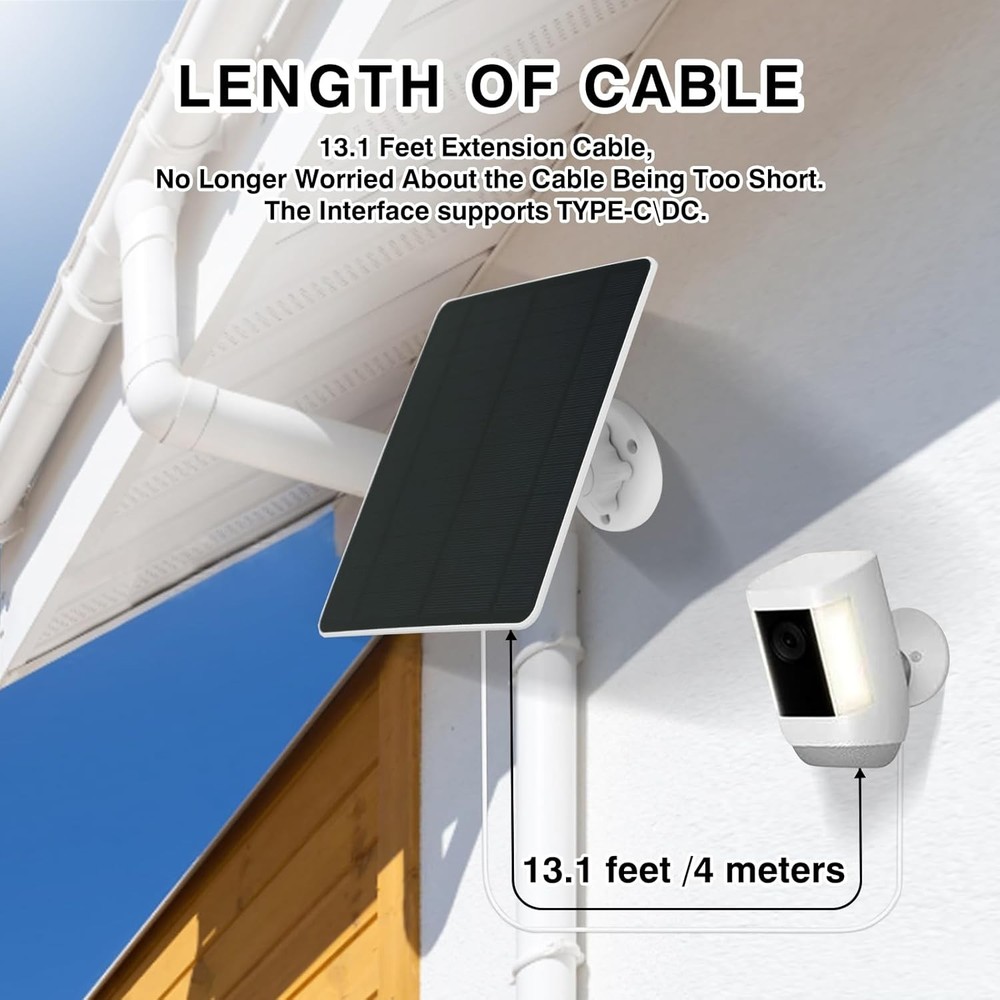 Solar Panel for Ring Camera, Compatible with Spotlight Cam White