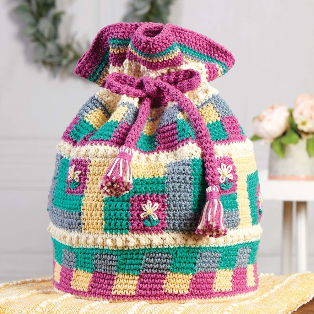Willow Yarns™ Patchwork Drawstring Bag Crochet Kit