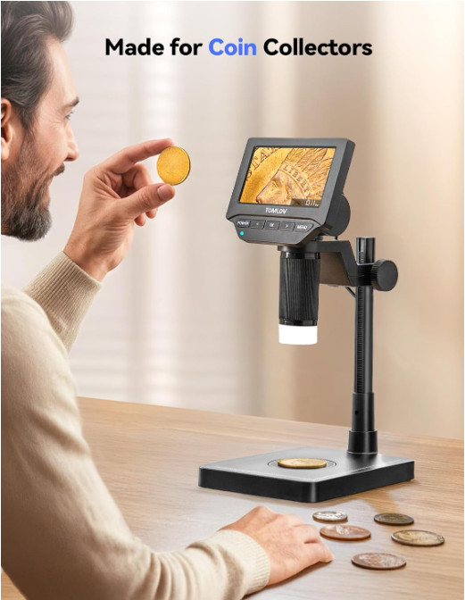 TOMLOV DM4W Microscope with Weighing Scale: 4.3" Digital Coin Microscope...