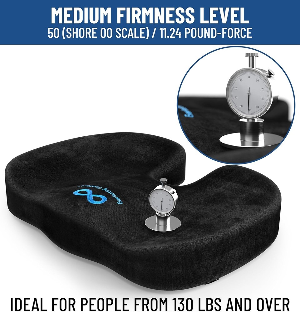 Plixio Memory Foam Seat Cushion - Black