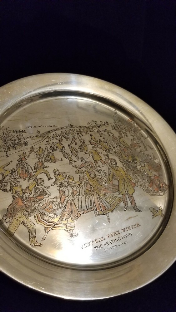 Currier & Ives Solid Sterling Silver Plate Central Park Winter 236 grams
