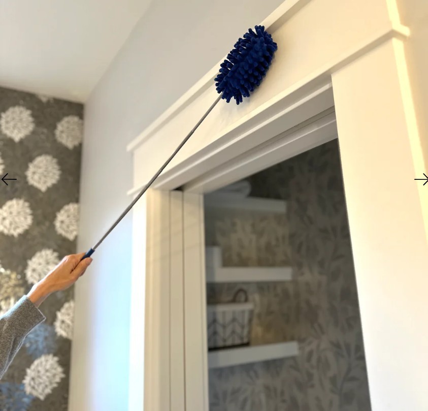 Blue Microfiber Duster – Extendable Telescopic Handle, Reusable Dusting Tool for
