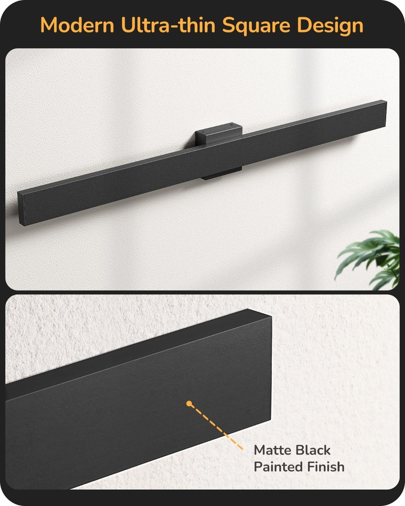 EDISHINE 39.3" Outdoor Wall Light Dimmable 3CCT IP65 Waterproof 2-Pack Black