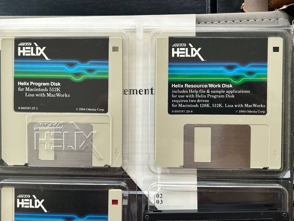 Odesta HELIX software for Apple Macintosh 1984 year. Vintage software