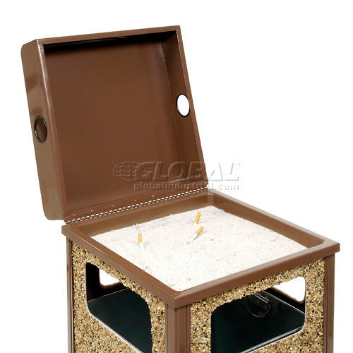 Stone Panel Trash Weather Urn Brown 13-1/2" Square X 35"H