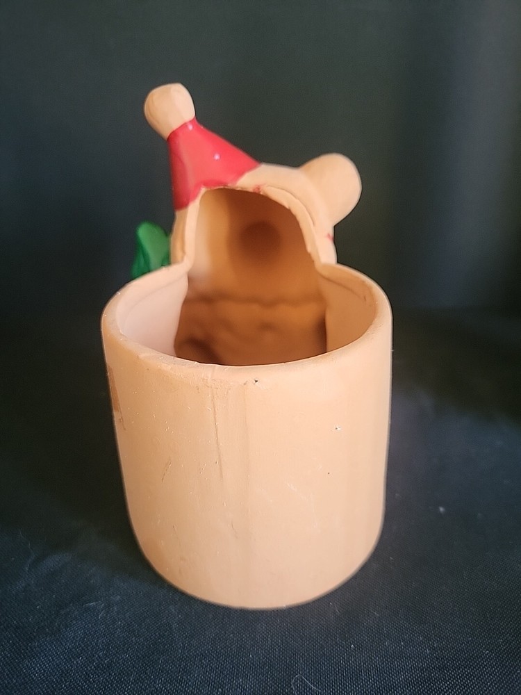 Vintage Christmas Bear Holding Tree Planter