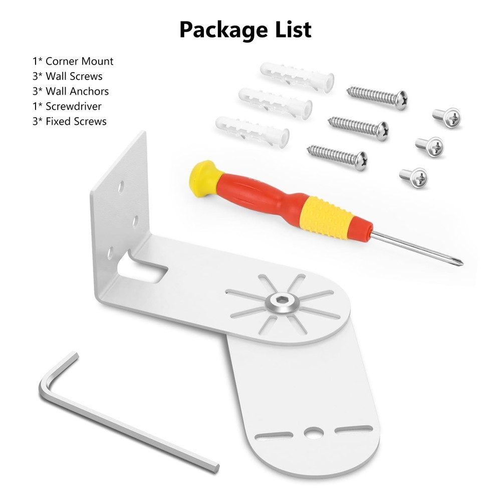 Adjustable Corner Mount Bracket for Eufy Security SoloCam 1 Pack, White
