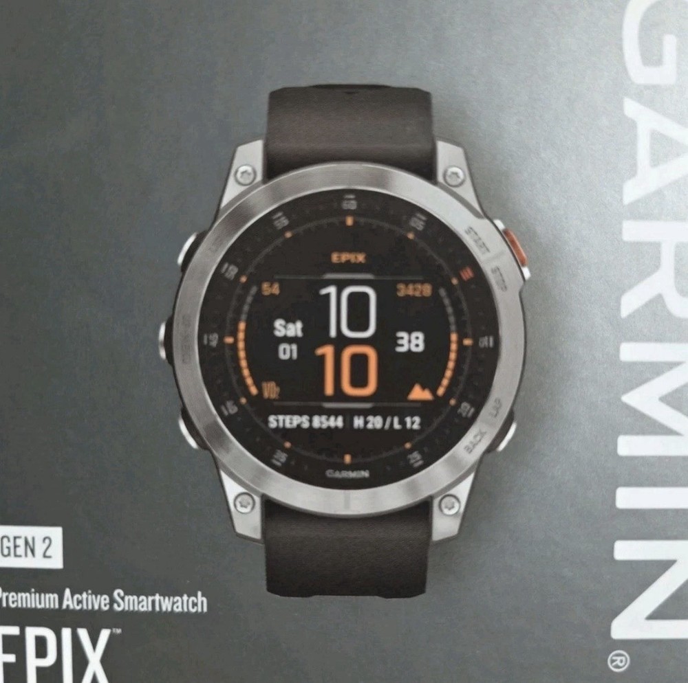 Garmin Epix Gen 2 Smartwatch Silver with 2 Straps & Charging Cable