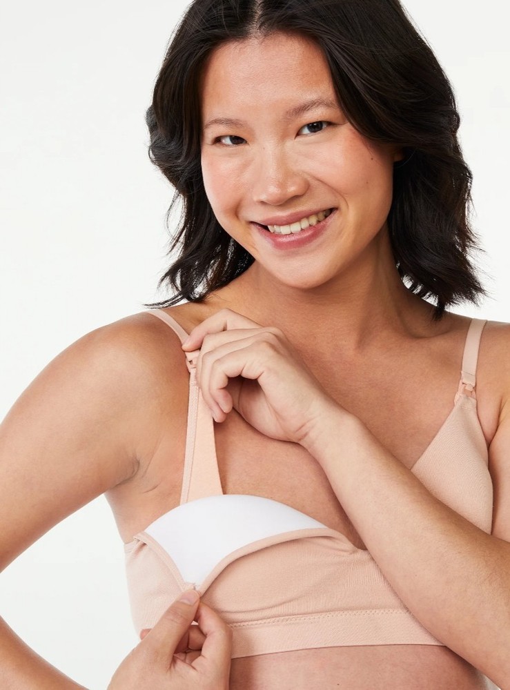 Joyspun Maternity Seamless Nursing Bra Flex Panel Pink Size S