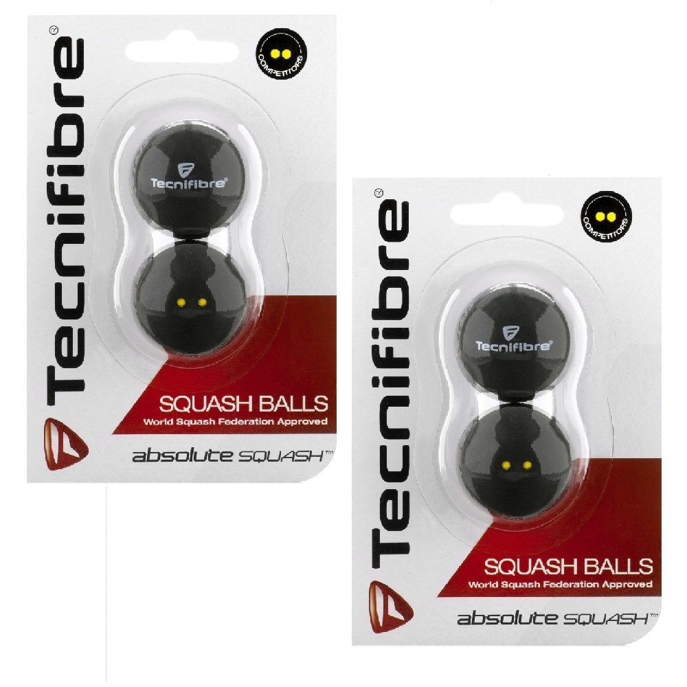 Double Yellow Dot Squash Balls - 4 Pack