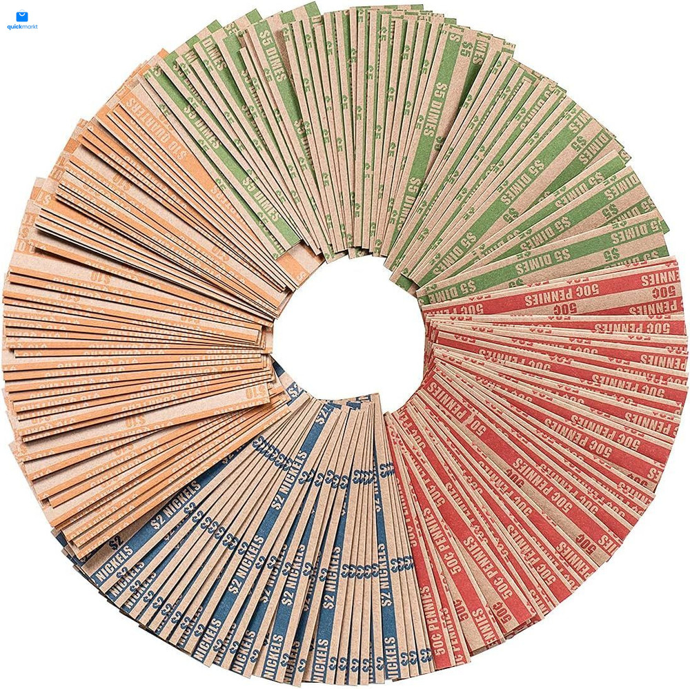 Coin Wrappers Assorted 500 Flat Stripped Roll for 500