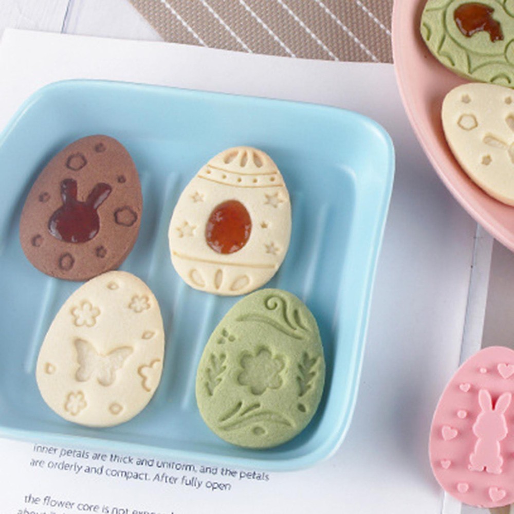 9PCSX Easter Cookie Stamp DIY Easter Bunny Egg 3D Baking Cookie Stamp Cake Mold