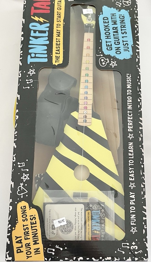 Tinker Tar Yellow Black Start Guitar Includes Music Book, Strap & 2 Extra String