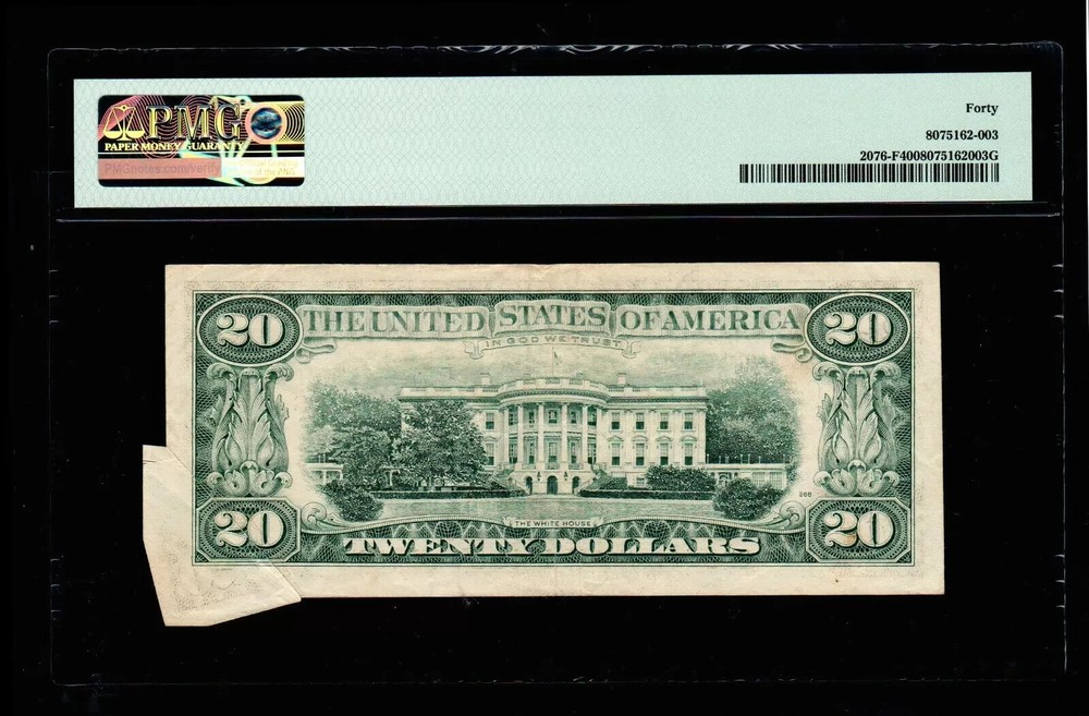 1988-A $20 Butterfly Fold Error PMG EF 40