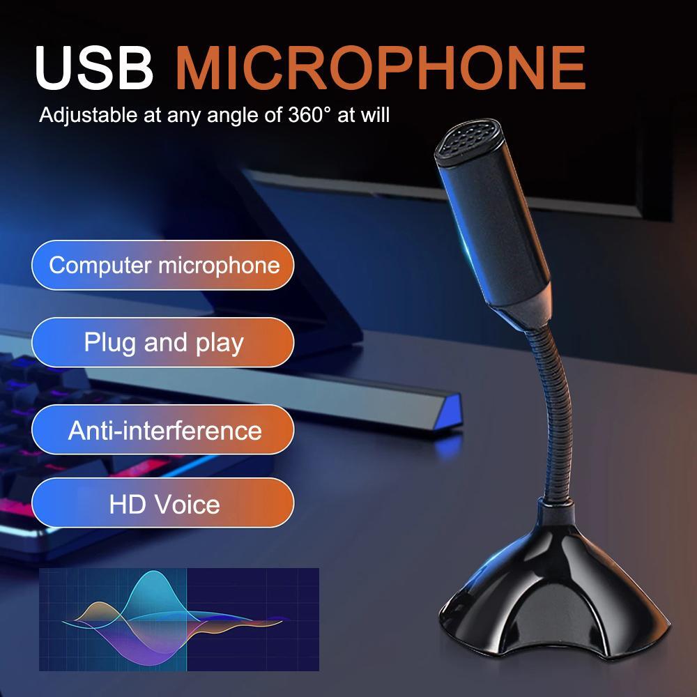 Computer microphone connects via USB, easy to operate, compact