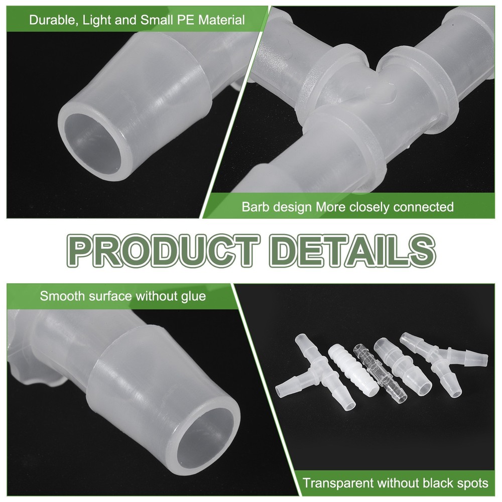 10pcs Plastic Barb Fitting, 5/32"x5/32" t Shape Tee Pipe Fitting, Clear