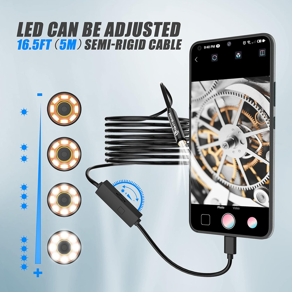 1920P Endoscope Snake Inspection Camera, Type C Borescope, Scope Camera with 8