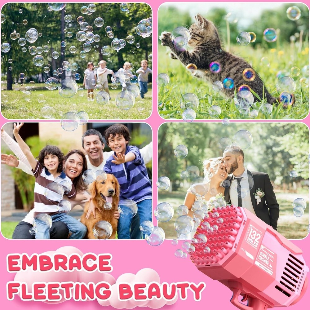 Bubble Machine Gun, with 【2 Batteries & ≈22 Bottles Solution】- B26
