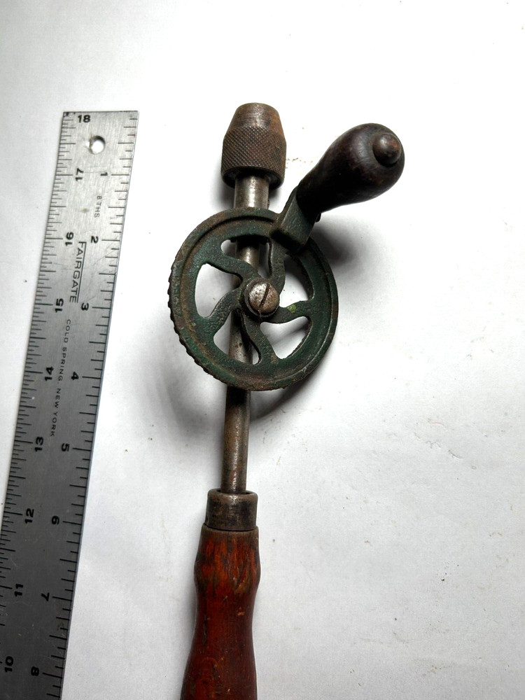Vintage Unmarked Eggbeater Hand Drill - 8.5" Long