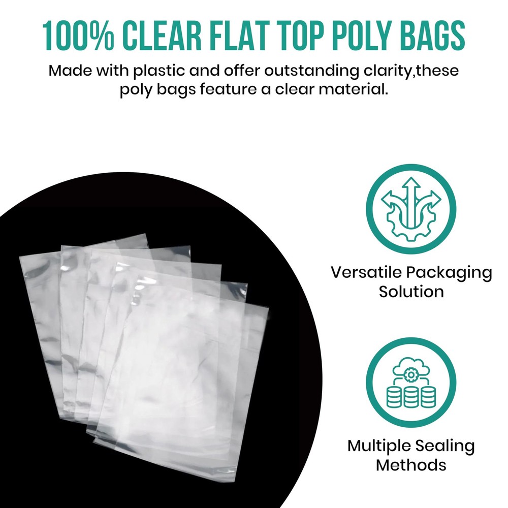 Levex - 3" x 12" (100 Count) Open End Flat Top - x Pack), Clear
