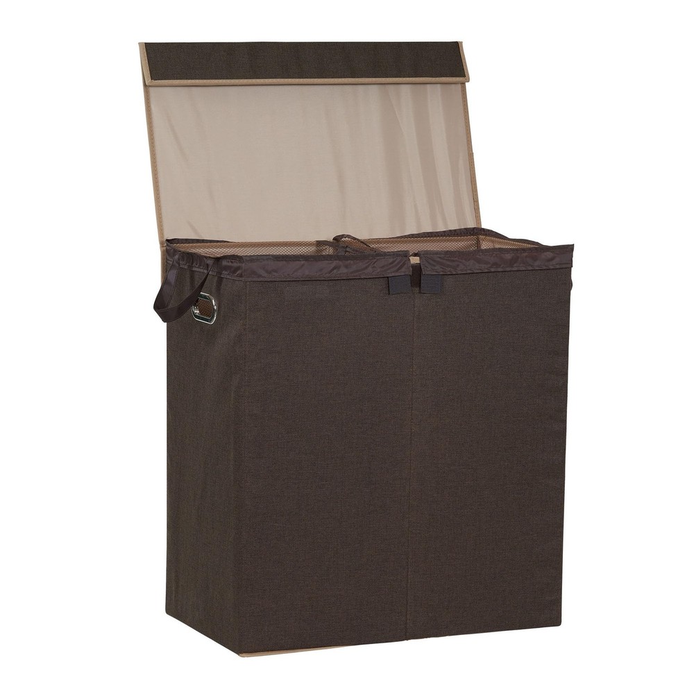 Double Laundry Hamper with Lid, Two Compartments for Easy Sorting with