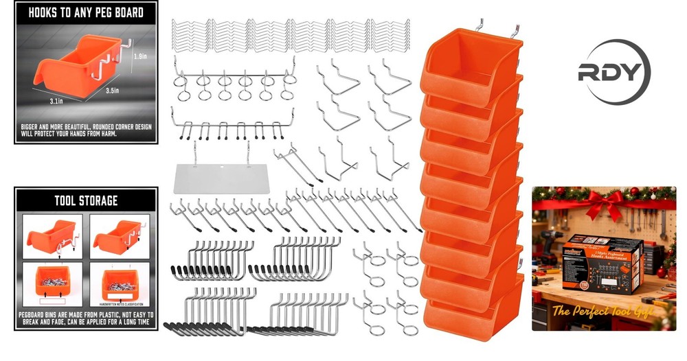 Innovative Pegboard Hook Assortment – 150PCS with Durable Rust-Resistant Steel