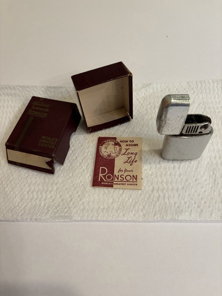 Vintage Ronson Lighter-“TYPHOON”-Model “Whirlwind” Box-Ronson Use Booklet-