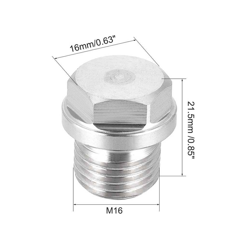 M16 X 1.5 Male Outer Hex Head Plug Stainless Steel Solid Plug Pipe Fitting 3 Set
