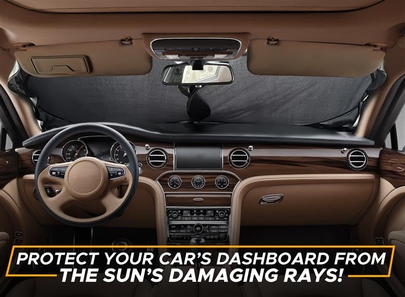 EcoNour Car Windshield Sunshade | Blocks 99% Heat & Medium, Black/Silver