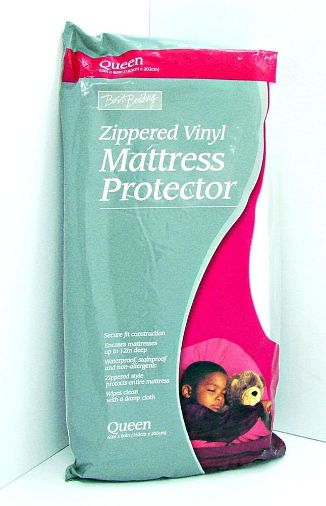 Basic Bedding Queen Size Zippered Vinyl Mattress Protector Waterproof Stainproof