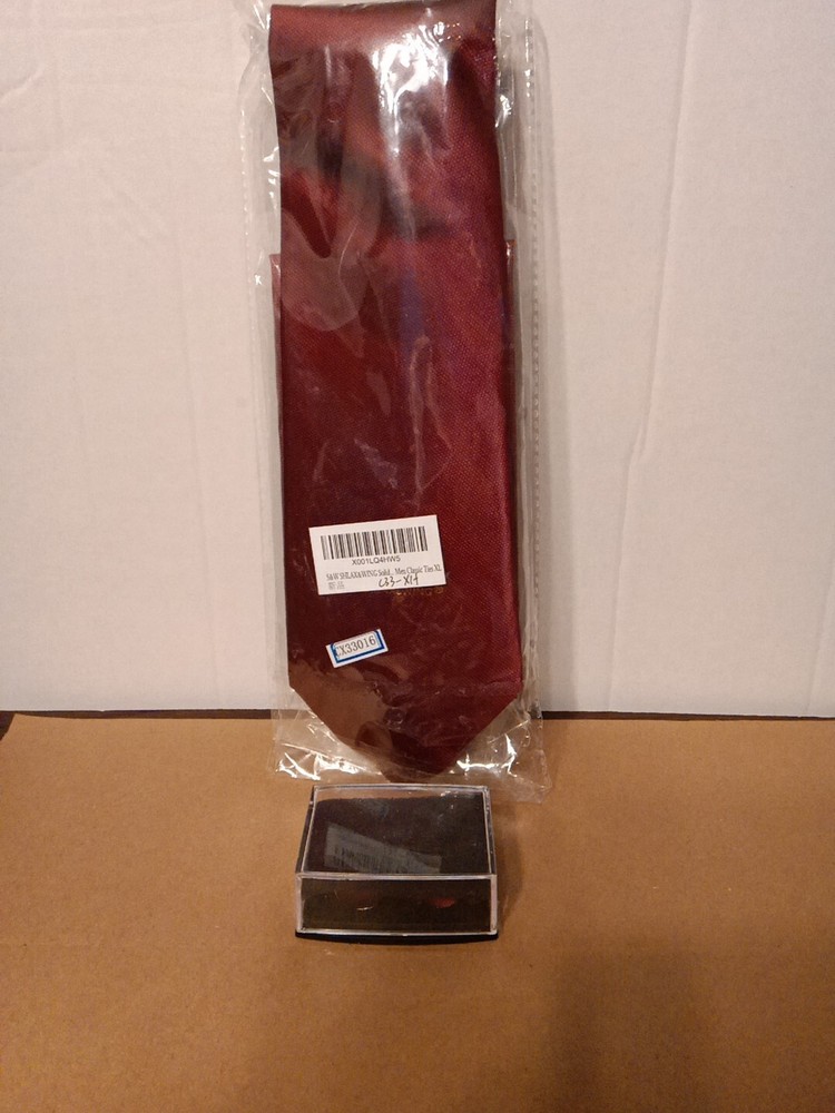 Tie/Pocket Square/ Cufflinks Set Maroon XL Tie.