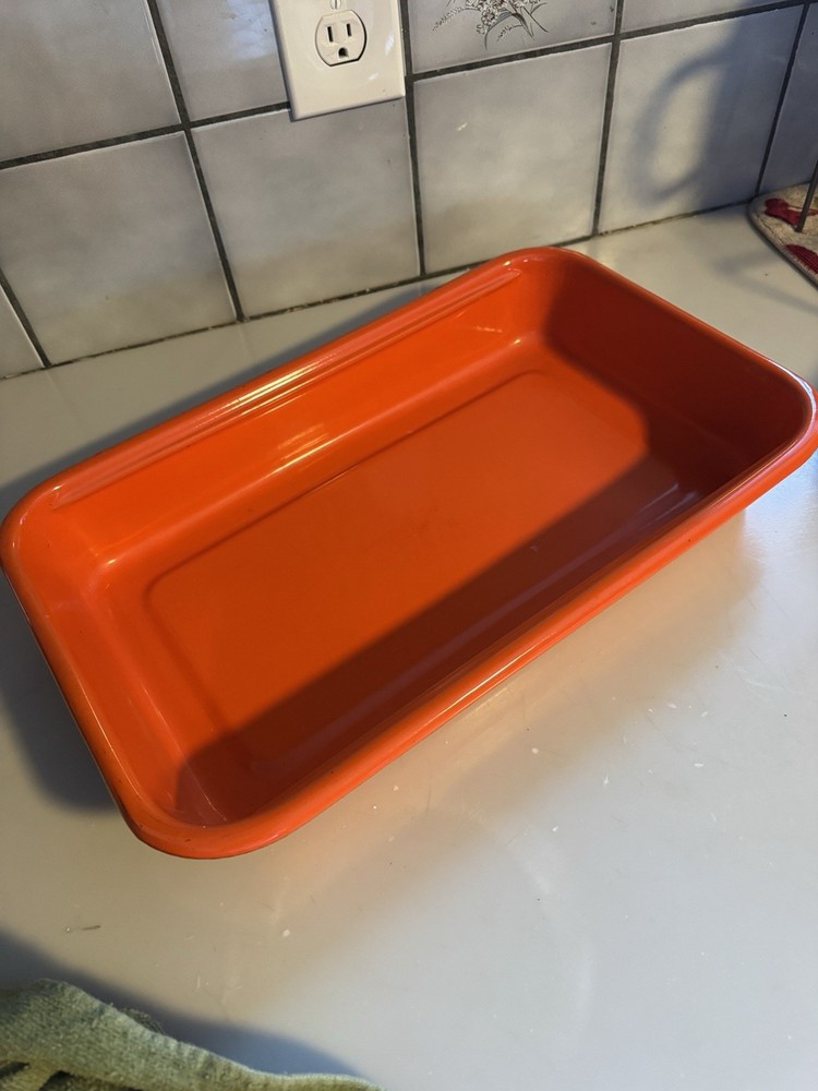 Orange Enamel Bakeware Pan Vintage