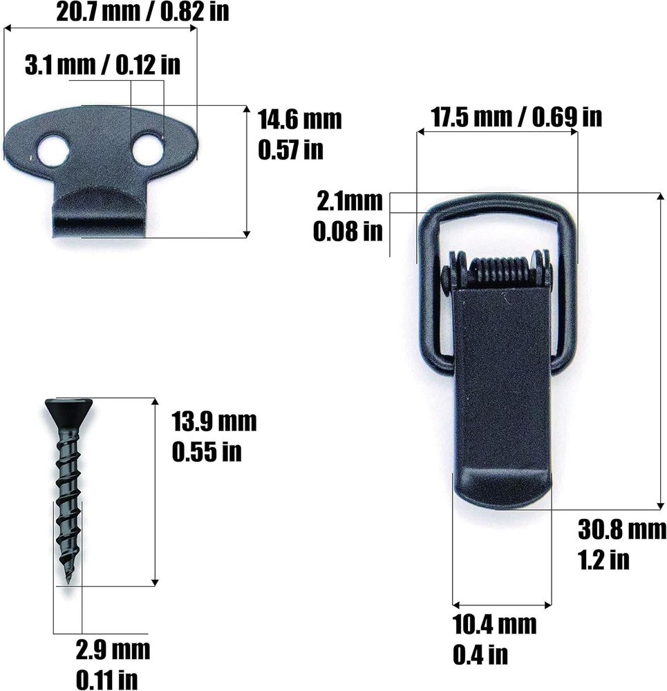 Stainless Steel Spring Toggle Lock Clasp Small 12 Set Black