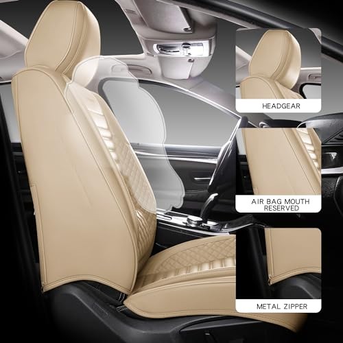 Full Coverage Front Set Seat Covers with Waterproof Leather,Lumber Support and