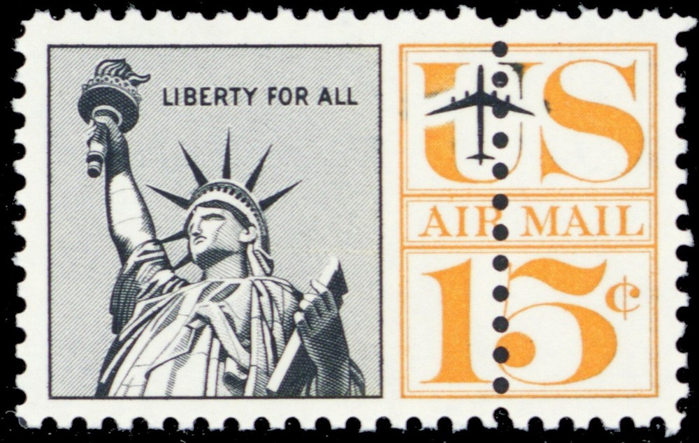 C63 Var, 15¢ With Extra Row of Perforations Error Airmail Mint NH - Stuart Katz