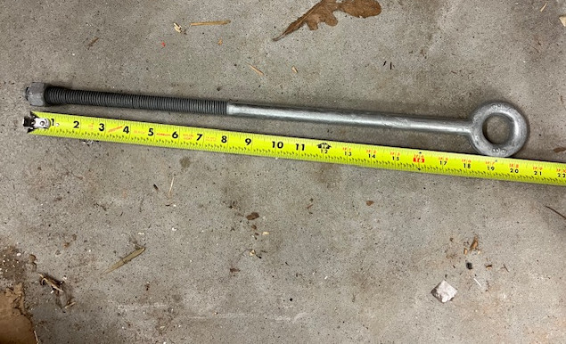 5/8 eye bolt  Galvanized 18" long