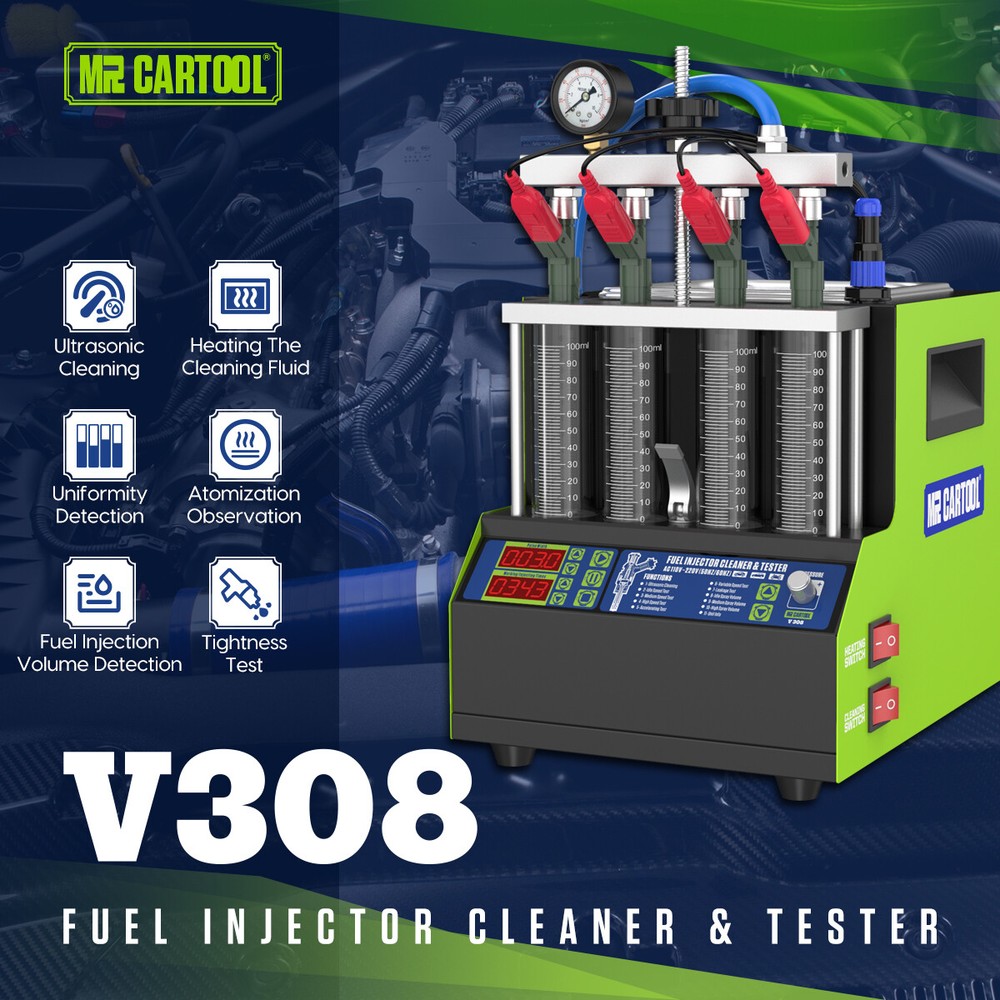 AUTOOL Ultrasonic Fuel Injector Cleaner Tester Machine Touch Screen Heating